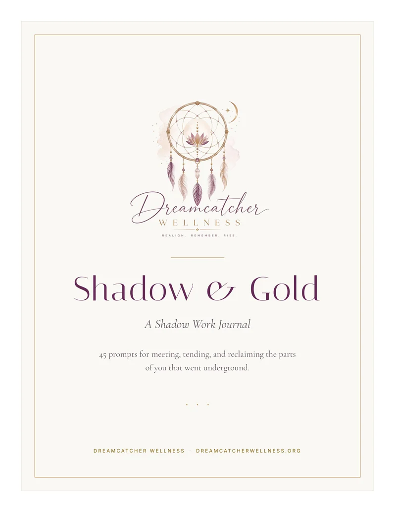 Shadow & Gold, a 67-page printable shadow work journal by Kelly Pasztor